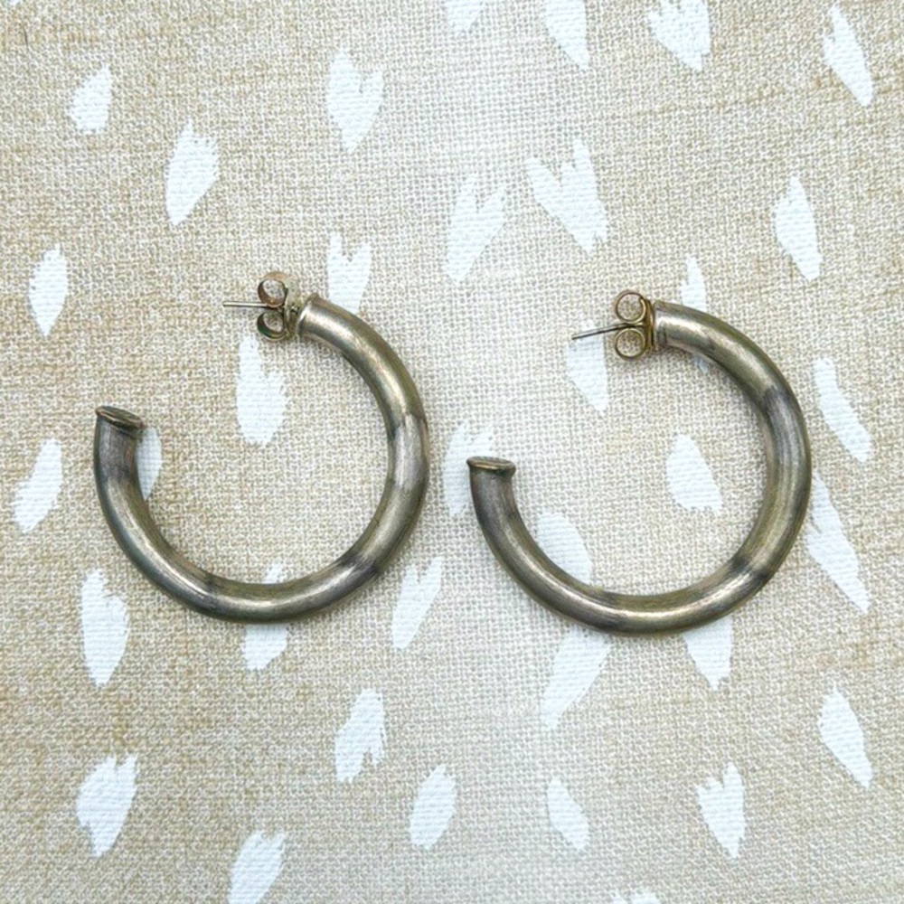 Sheila Fajl Chantal Hoops Burnished Silver Antique